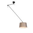 Hängelampe-schwarz-mit-Leinen-Schirm-taupe-35-cm---Blitz