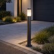 Moderne-buitenlamp-paal-donkergrijs-met-opaal-110-cm-IP44---Rox