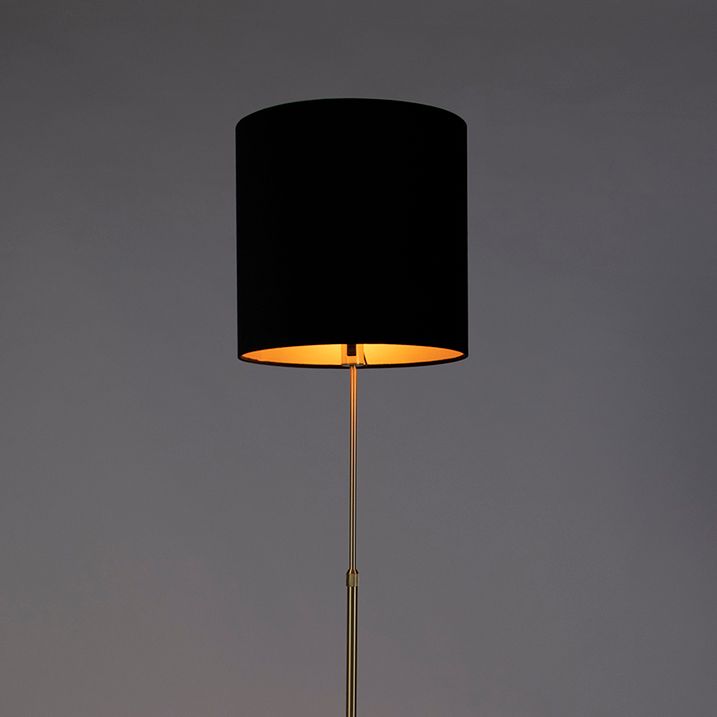 Lampadaire or/laiton avec abat-jour en velours noir 40/40 cm - Parte