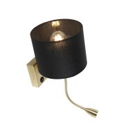 Art-Deco-vägglampa-guld-med-svart-skärm---Brescia