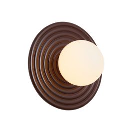 Retro Wandleuchte Braun mit Opalglas rund 20cm IP44 - Lila