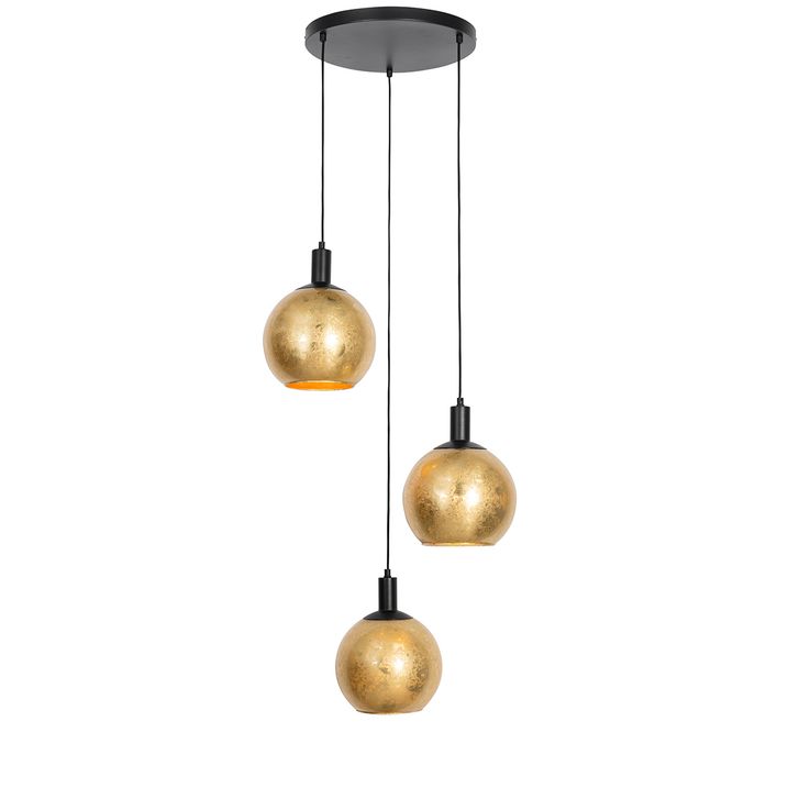 Suspension design noir avec verre doré 3 lumières - Bert