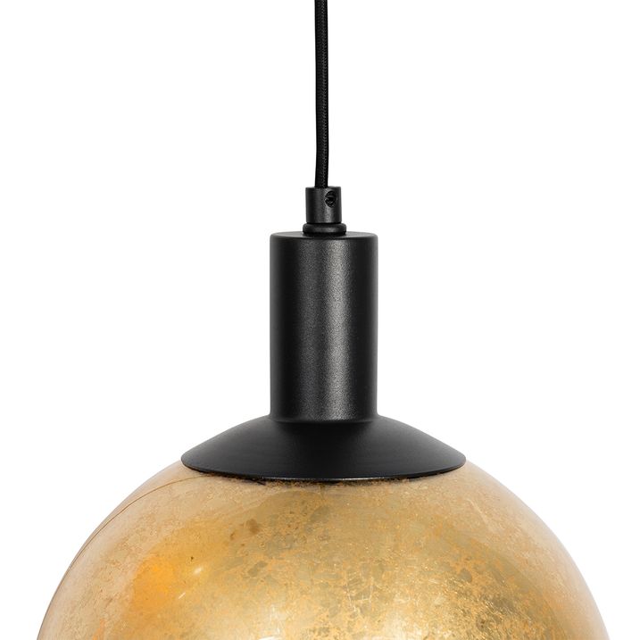 Suspension design noir avec verre doré 3 lumières - Bert