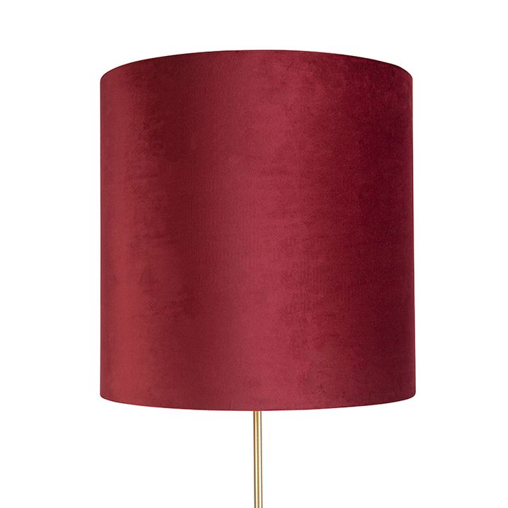 Stehleuchte Gold/Messing mit rotem Samt-Schirm 40/40 cm - Parte