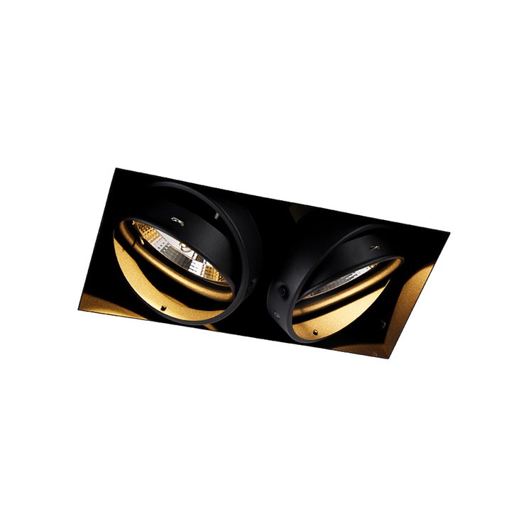 Set van 6 inbouwspots zwart GU10 AR111 trimless 2-lichts - Oneon