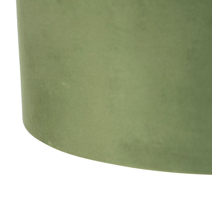 Hengende lampe sort med grønne og gullfløyelslampeskjermer 35 cm 2-lys - Blitz