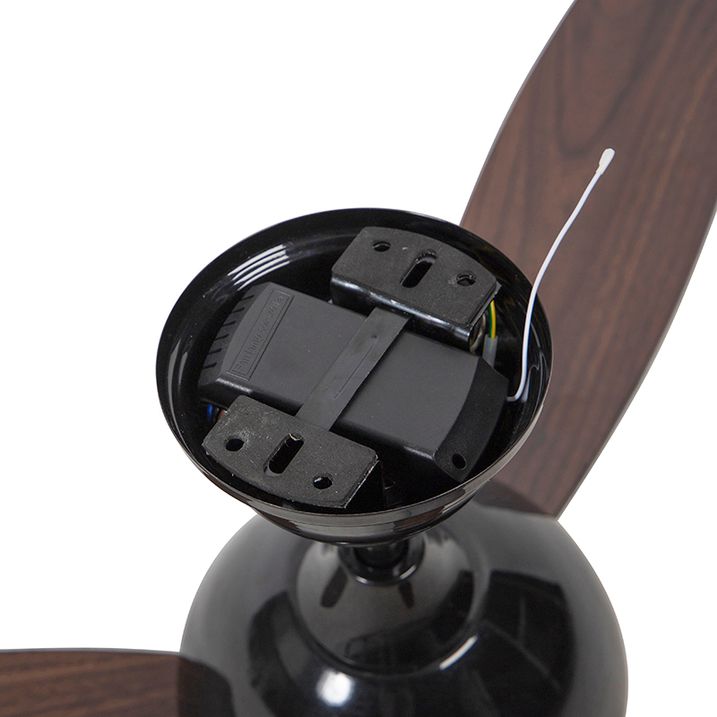 Ventilateur de plafond noir avec impression bois 96cm avec télécommande - Rotar
