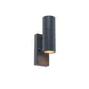 Set-de-2-apliques-de-pared-para-exterior-gris-oscuro-2-luces-sensor-crepuscular---Duo
