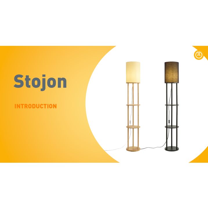 Modern Floor Lamp Wood with Beige Shade - Stojon