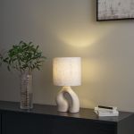 Japandi tafellamp beige met linnen kap - Dahlia
