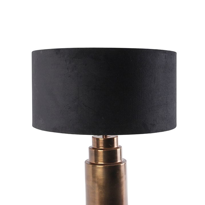 Stolní lampa v art deco stylu bronzová s kašírovaným stínítkem černým se zlatem 50 cm - Bruut