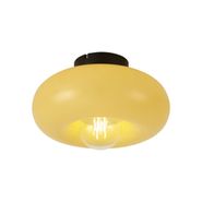 Plafoniera-retrò-nera-con-vetro-giallo-30cm---Glaze