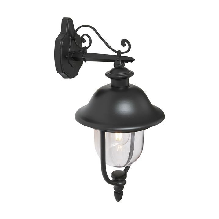 Lampada da parete classica da esterno nera con plastica IP44 - Genoa