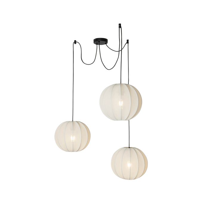 Lampada a sospensione di design bianca in seta 30 cm 3 luci - Plu