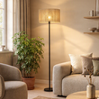 Simplo-Floor-Lamp:-Black-Frame-with-Beige-Paper-Rope-Shade-(50/50/25)