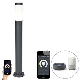 Smart buitenlamp paal antraciet 80 cm incl. Wifi P45 - Rox