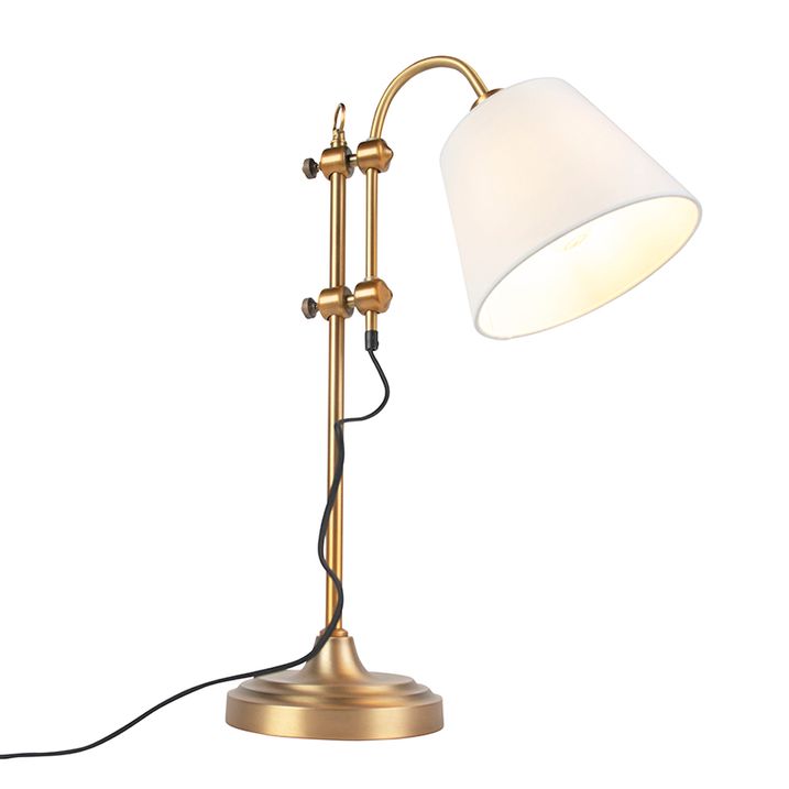 Klasická stolní lampa bronzová s bílým stínítkem - Ashley