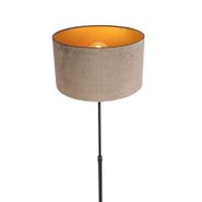Lámpara-de-pie-negra-con-pantalla-de-terciopelo-topo-con-dorado-35-cm---Parte