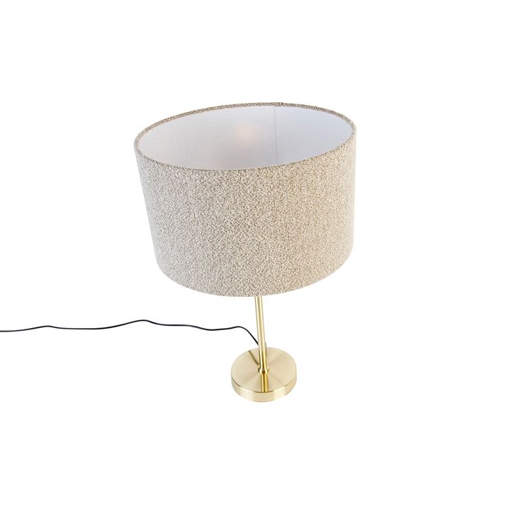 Stolná lampa zlatá nastaviteľná s tienidlom z taupe boucle 35 cm - Parte