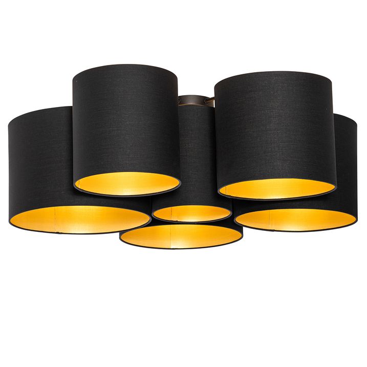Plafón negro con interior dorado 6 luces - Multidrum