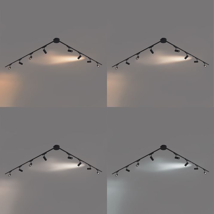 Nowoczesny system oświetlenia szynowego z 8 czarnymi reflektorami jednofazowymi 400 cm - Magnetic Gert