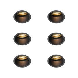 Set van 6 moderne inbouwspots zwart met goud draai- en kantelbaar - Alloy