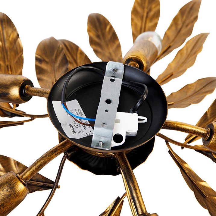 Vintaž plafonska lampa antikni zlatni 5 svetala - Linden