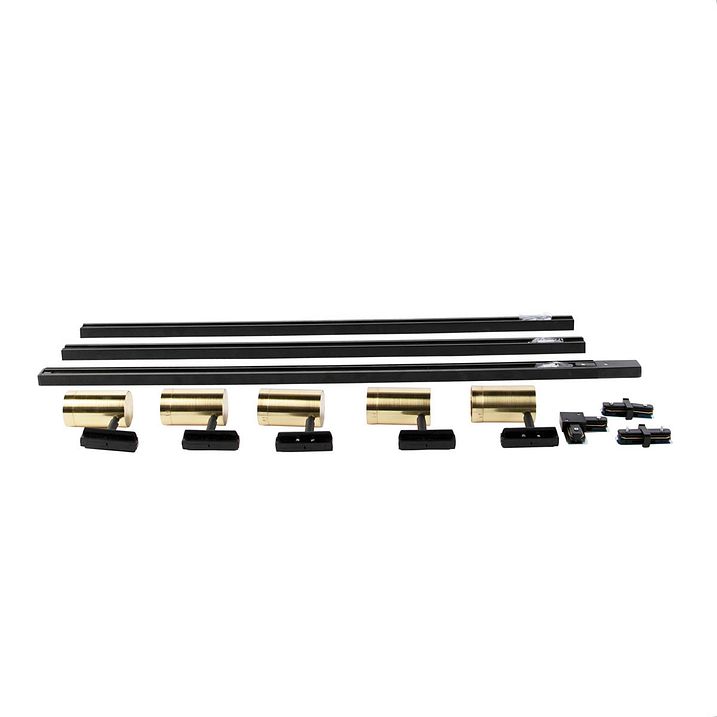 Sistema de iluminación de riel inteligente negro con dorado 1-Fase 5-Luces Incl. Wifi GU10 - Iconic Jeana