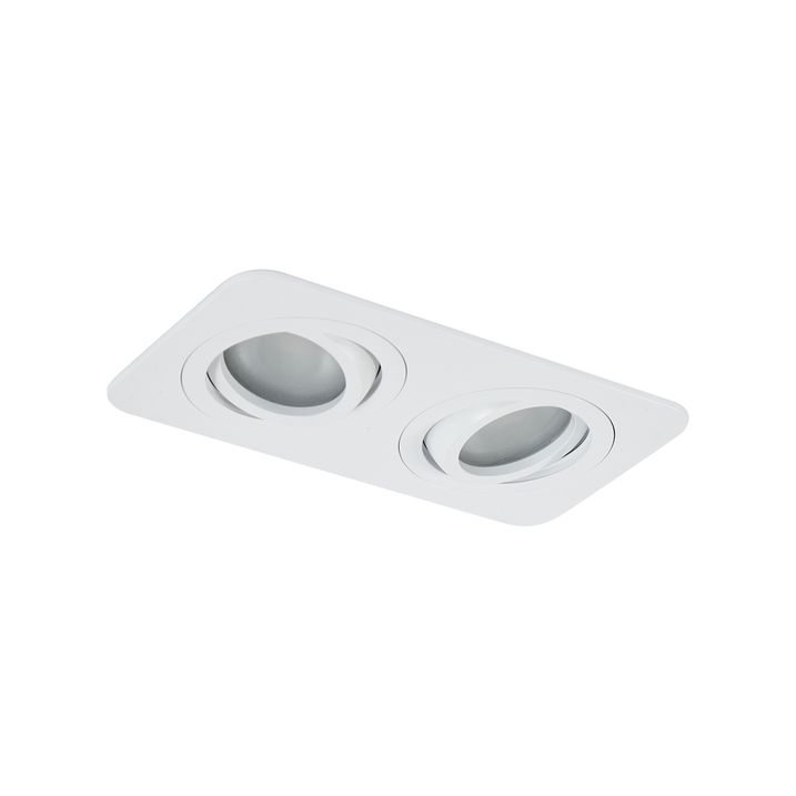 Rounded Recessed Spotlight White GU10 50mm Rotatable and Tiltable IP44 2-Lights - Alberto