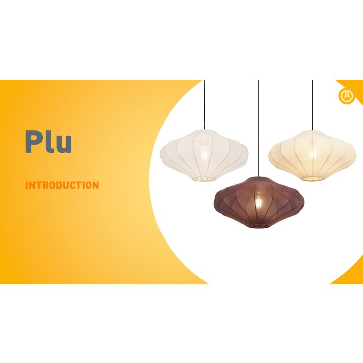 Japandi viseća lampa smeđa sa platnenim sjenilom 50cm - Plu