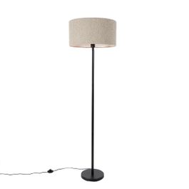 Stojaca lampa čierna s tienidlom Boucle taupe 50 cm - Simplo