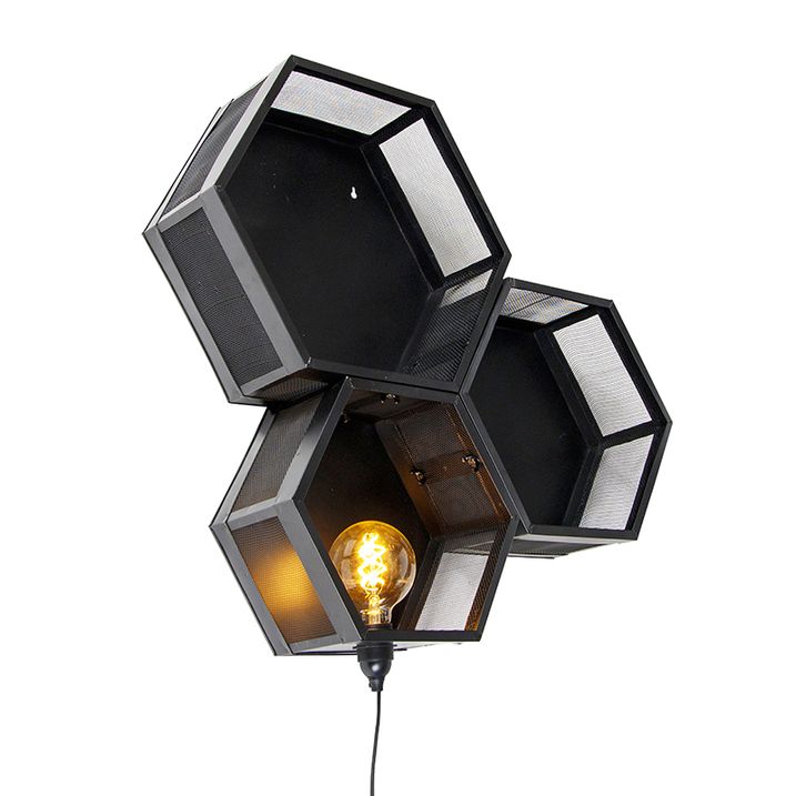 Priemyselná nástenná lampa čierna - Comb gaze