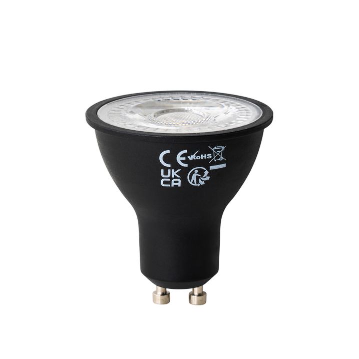 Stmívatelná LED žárovka GU10 s 3stupňovým stmíváním, černá, 6W, 430lm, 2000-6000K