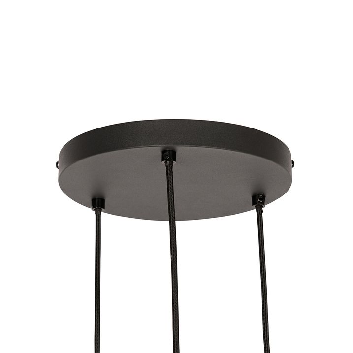 Candeeiro de suspensão industrial preto 3 luzes - Jim