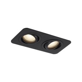 Afgeronde inbouwspot zwart GU10 50mm draai- en kantelbaar IP44 2-lichts - Alberto