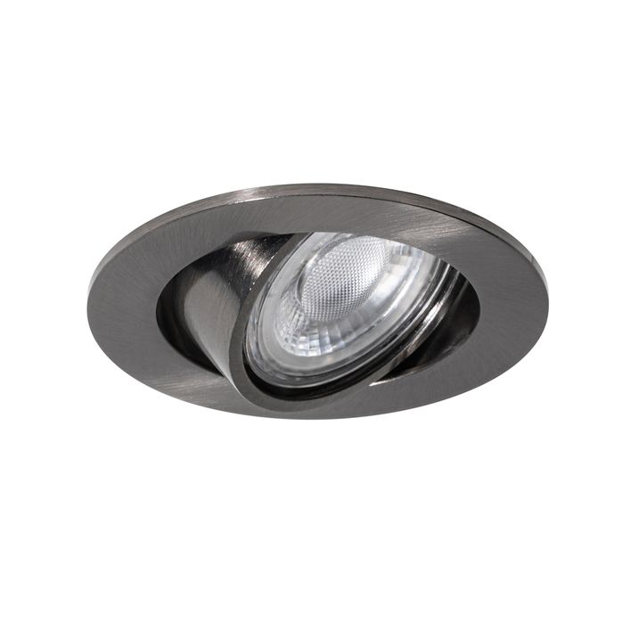 Set of 6 Modern Recessed Spotlights Gunmetal GU10 50mm Round Tiltable - Cisco