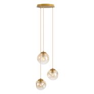 Lampada-a-sospensione-Art-Déco-ottone-con-vetro-ambrato-3-luci---Douglass