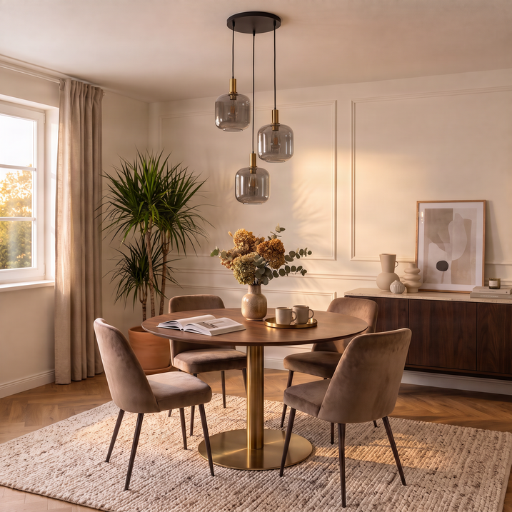 Smart hanglamp zwart met smoke glas 3-lichts incl. Wifi A60 - Zuzanna