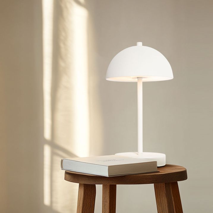 Lampada da tavolo da esterno bianca ricaricabile con LED dimmerabile a 3 livelli - Keira