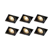Set-of-6-Recessed-Spotlights-Black-GU10-Tiltable-Trimless---Oneon