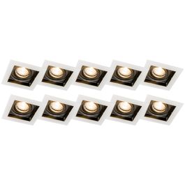 Set med 10 infällda spotlights vita & svarta - Carree