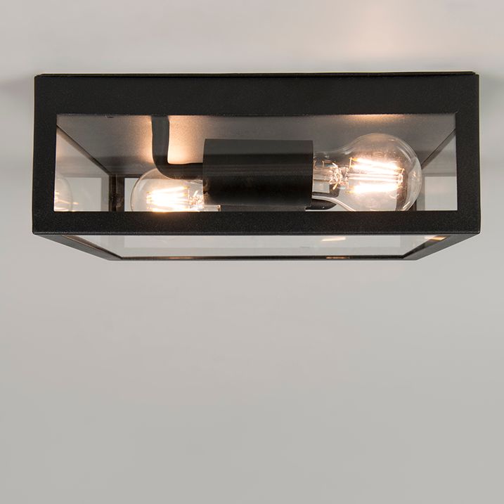 Lampă industrială de exterior cu 2 lumini neagră - Rotterdam
