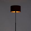 Gulvlampe-sort-med-rød-fløyelslampeskjerm-med-gull-35-cm---Parte