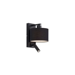 Moderní nástěnná lampa černá kulatá s lampičkou na čtení - Puglia