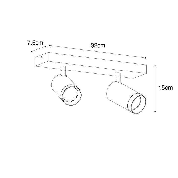 Faretto da soffitto moderno nero regolabile a 2 luci - Jeana Luxe