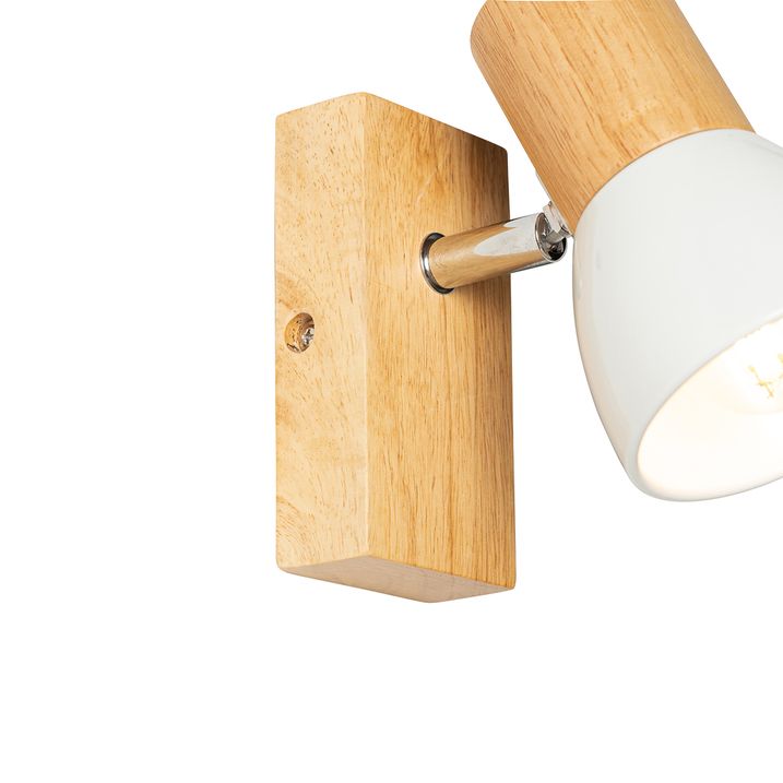 Aplique rústico de madera con blanco regulable - Thorin