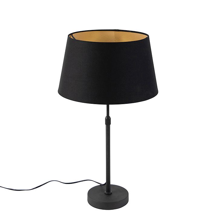 Galda lampa melna ar abažūru melnā krāsā ar zelta iekšpusi 35 cm - Parte