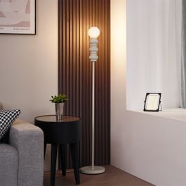 Retro podna lampa bež sa matiranim staklom - Fedde