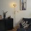 Design-Stehleuchte-Messing-mit-bernsteinfarbenem-Glas-2-flammig---Brianna