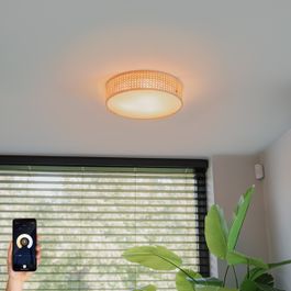 Chytré stropní svítidlo ratan 40 cm 3-světla vč. 3 Wifi P45 - Tromma